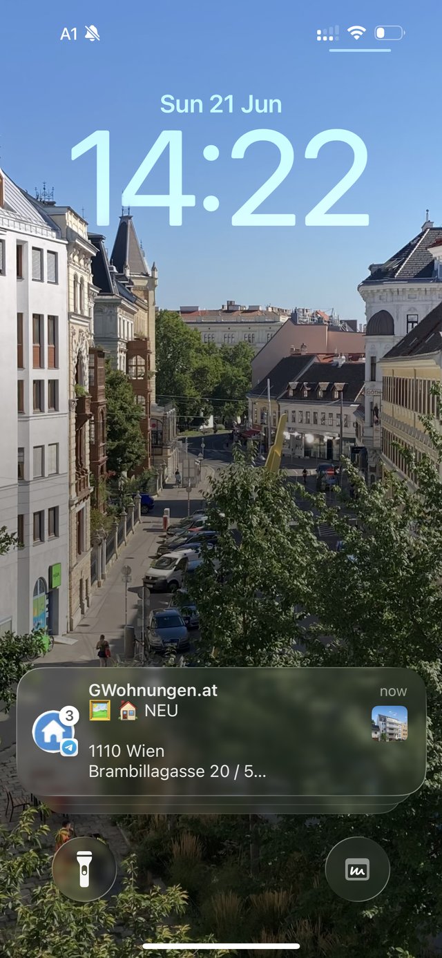 Eine Wohnungs-Benachrichtigung des GWohnungen-Bots auf einem Handy